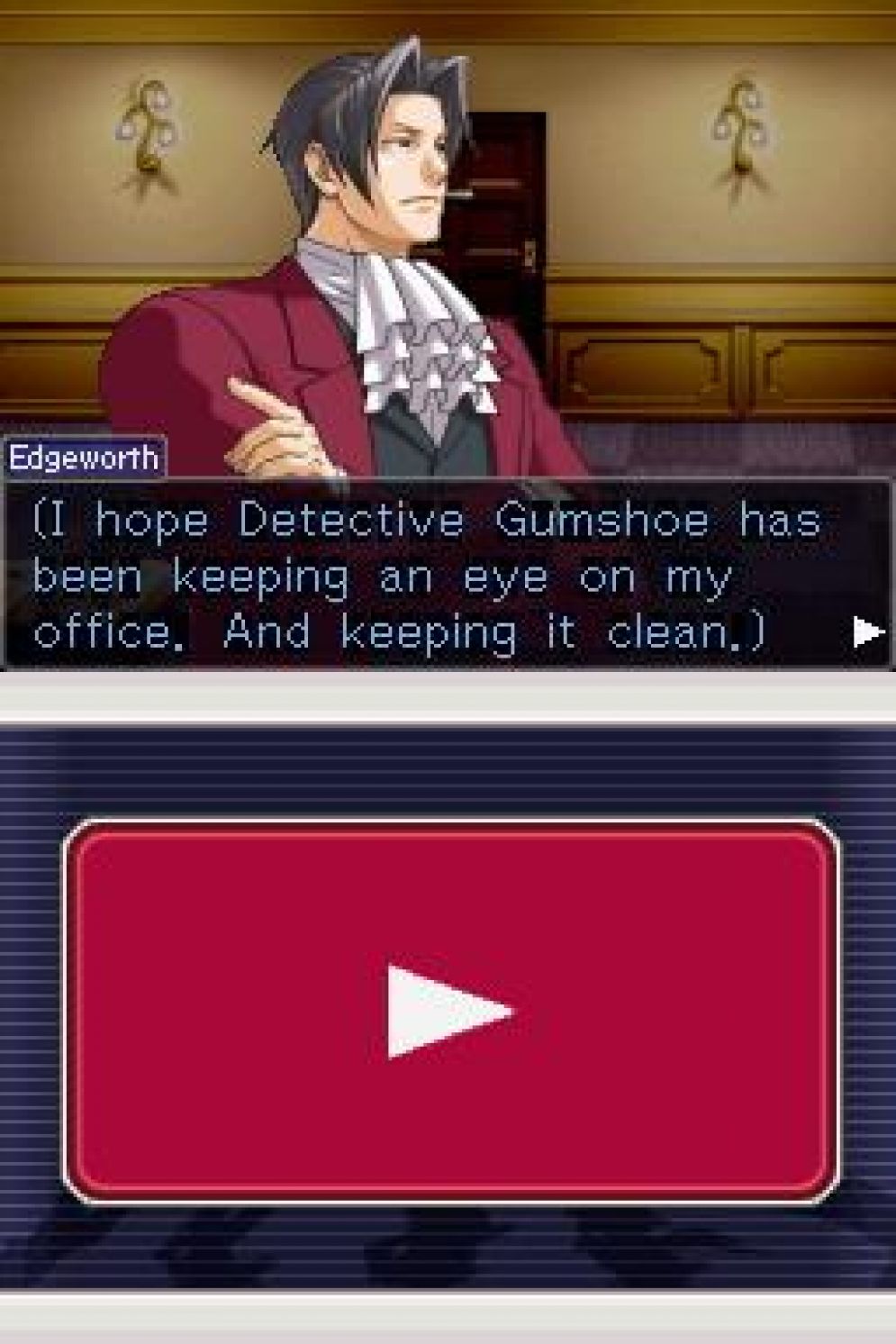 Screenshot ze hry Ace Attorney Investigations: Miles Edgeworth - Recenze-her.cz