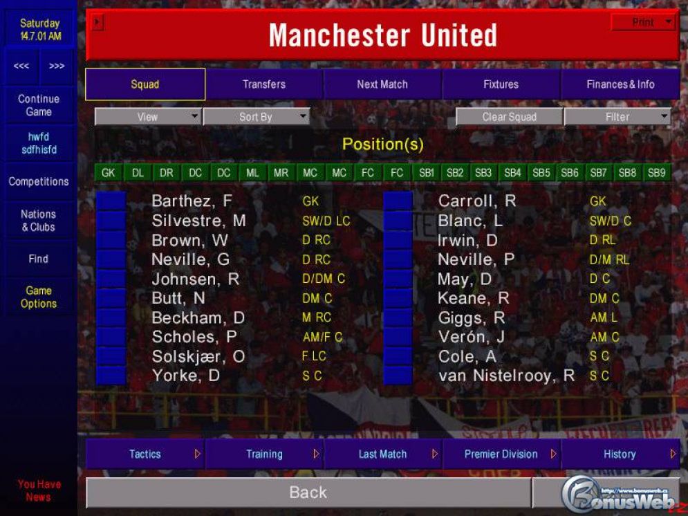 Screenshot ze hry Championship Manager 01/02 - Recenze-her.cz