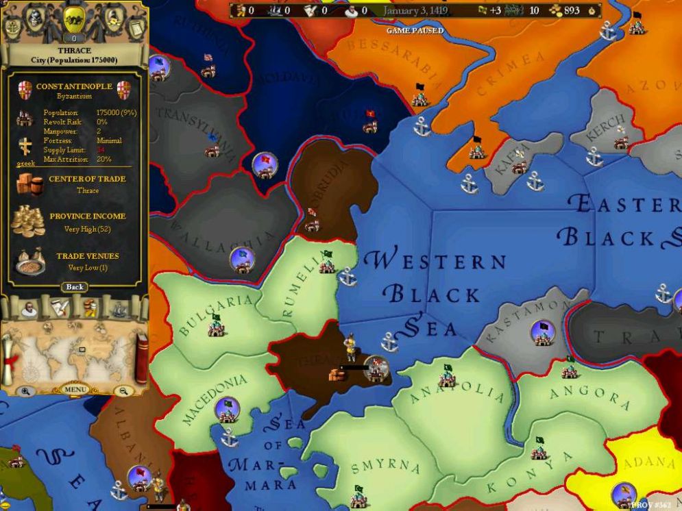 Screenshot ze hry Europa Universalis II - Recenze-her.cz