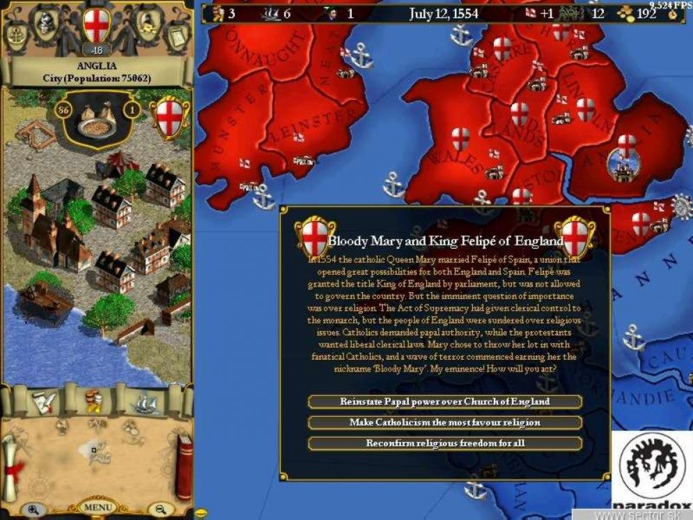 Screenshot ze hry Europa Universalis II - Recenze-her.cz