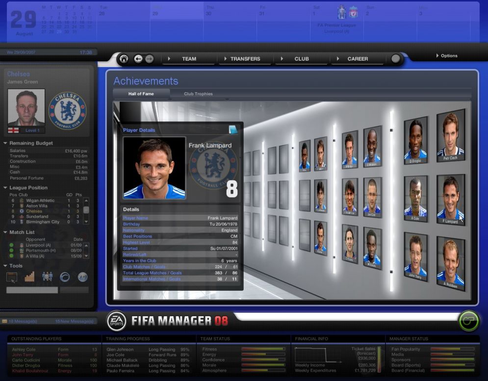 Screenshot ze hry FIFA Manager 08 - Recenze-her.cz