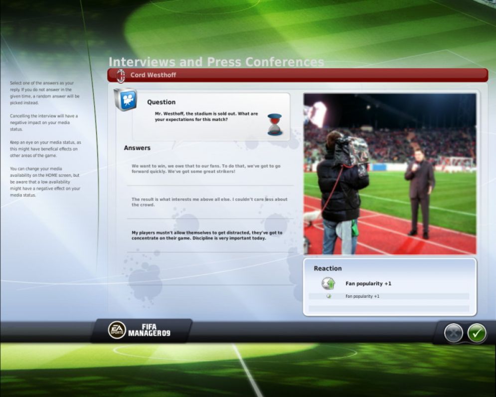 Screenshot ze hry FIFA Manager 09 - Recenze-her.cz