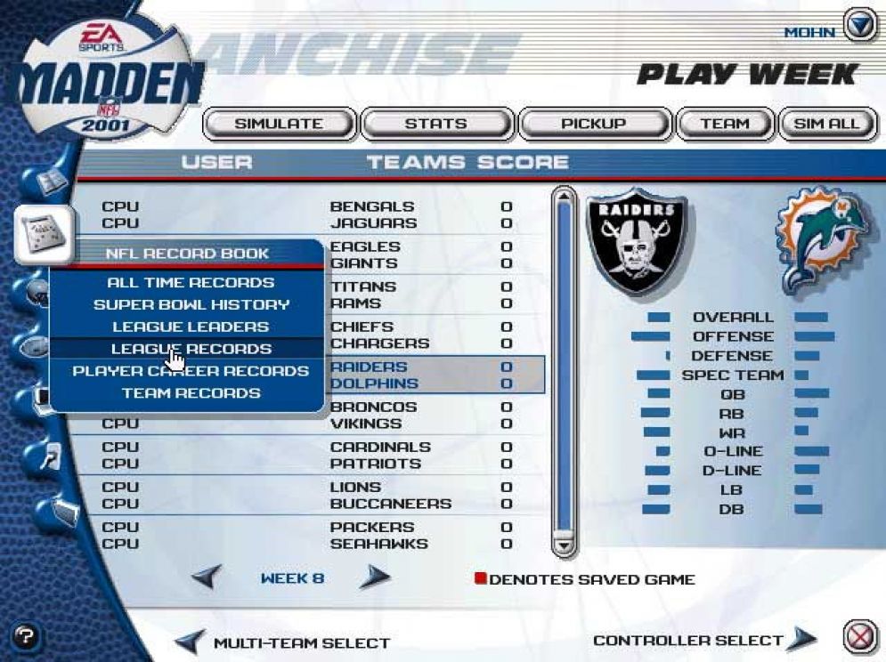 Screenshot ze hry Madden NFL 2001 - Recenze-her.cz