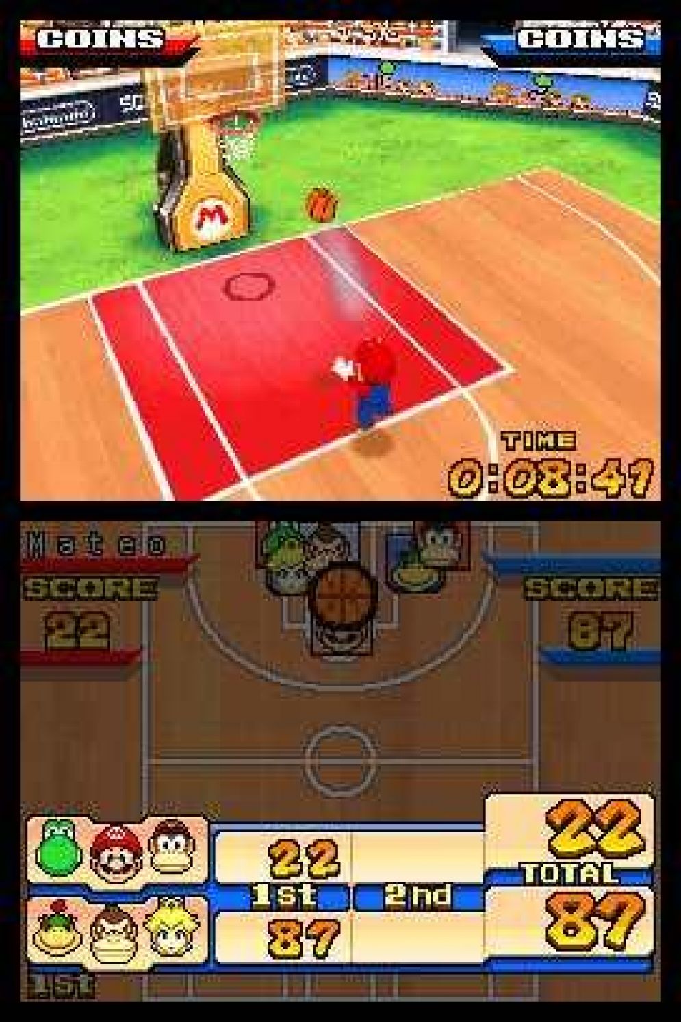 Screenshot ze hry Mario Slam Basketball - Recenze-her.cz