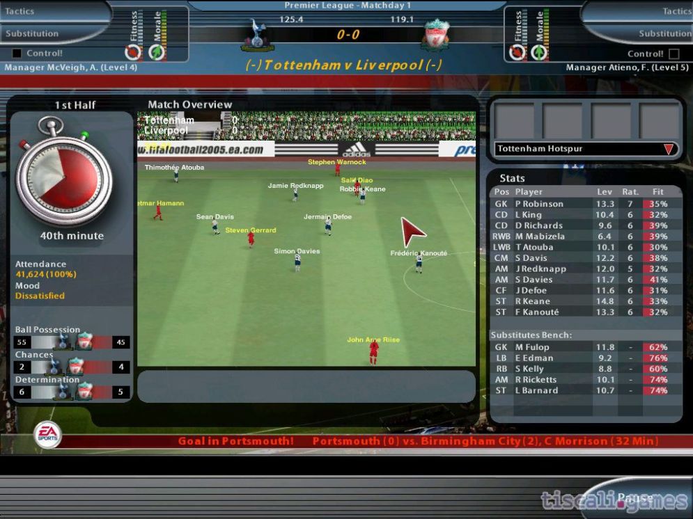 Screenshot ze hry Total Club Manager 2005 - Recenze-her.cz